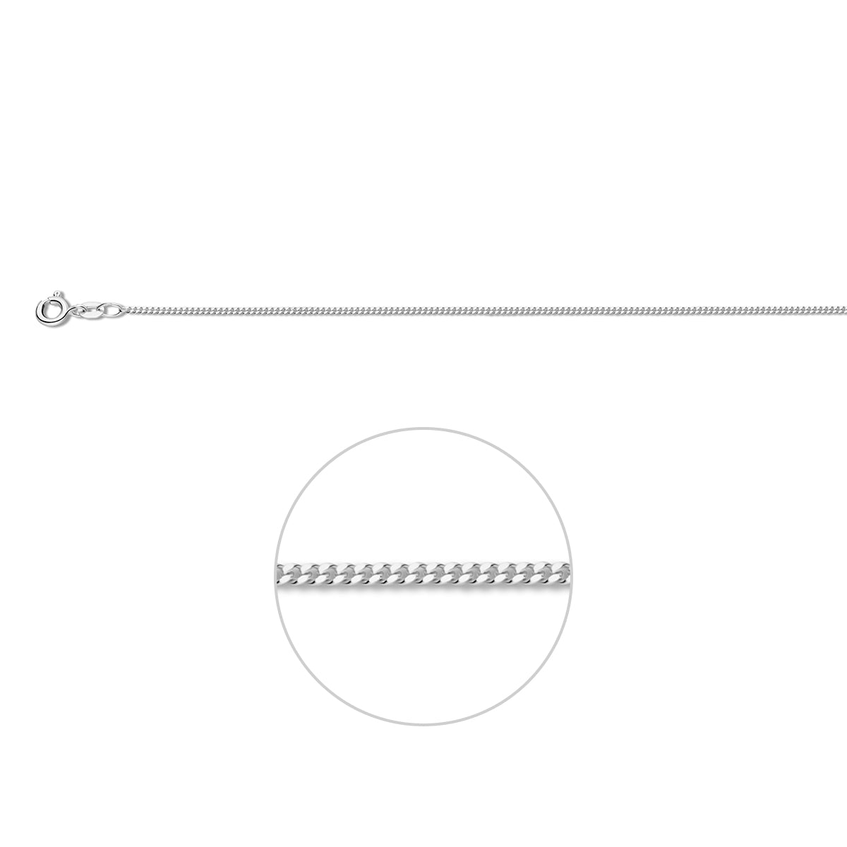 Ketting gourmette 1,2 mm 14K witgoud#Materiaal_14K witgoud