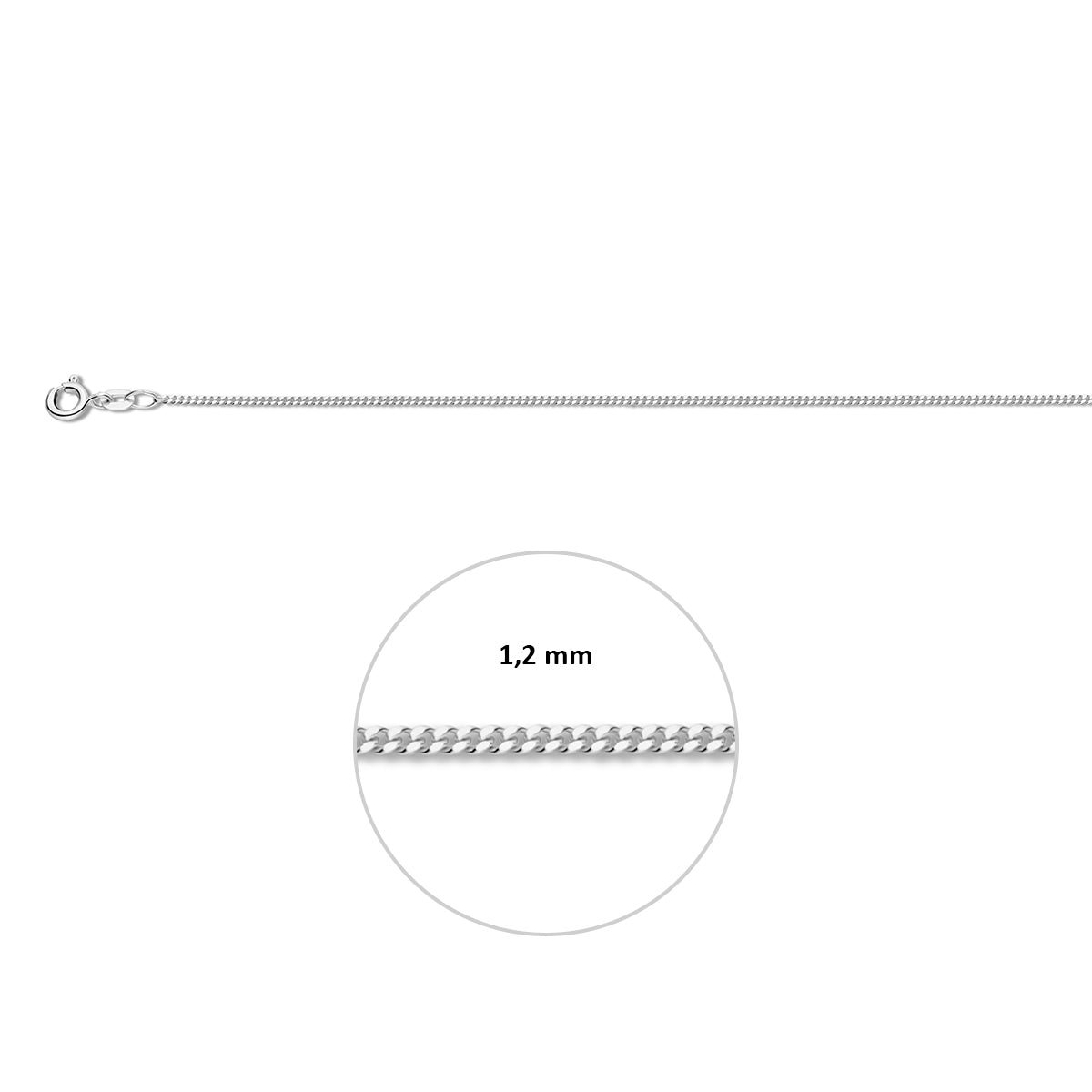 Ketting gourmette 1,2 mm 14K witgoud#Materiaal_14K witgoud
