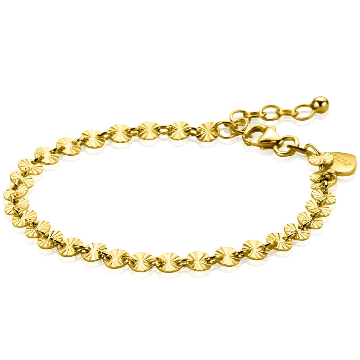 ZINZI gold plated zilveren armband met ronde schakels zonnestralen 4,3mm breed - ZIA2272G