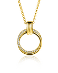 Zinzi zilveren geelverguld collier met ronde hanger bezet met zirkonia 45 cm ZIC2266Y - PansiteNederland.nl