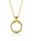 Zinzi zilveren geelverguld collier met ronde hanger bezet met zirkonia 45 cm ZIC2266Y - PansiteNederland.nl