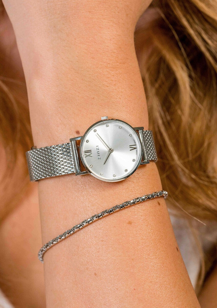 ZINZI Horloge met Witte Zirkonia ZIW628M