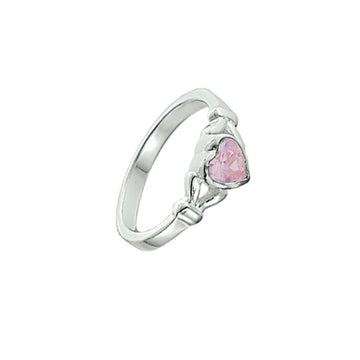 Zilveren kinderring hart met roze zirkonia 1014910