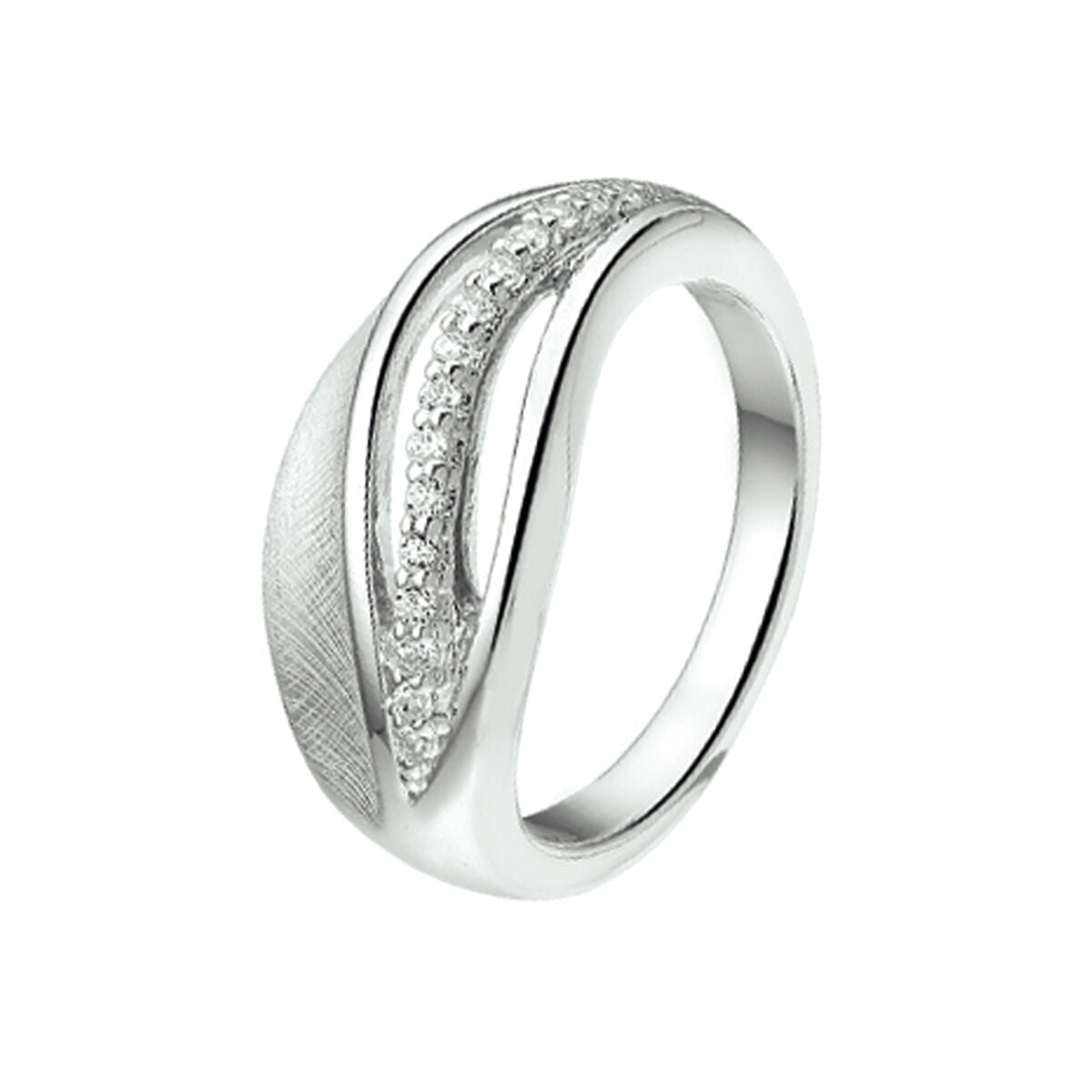 Gerhodineerde Zilveren Ring met Gescratchte Zirkonia Poli-Mat Bewerking - 1322611, exclusief en kwalitatief hoogwaardig. Ontdek nu!