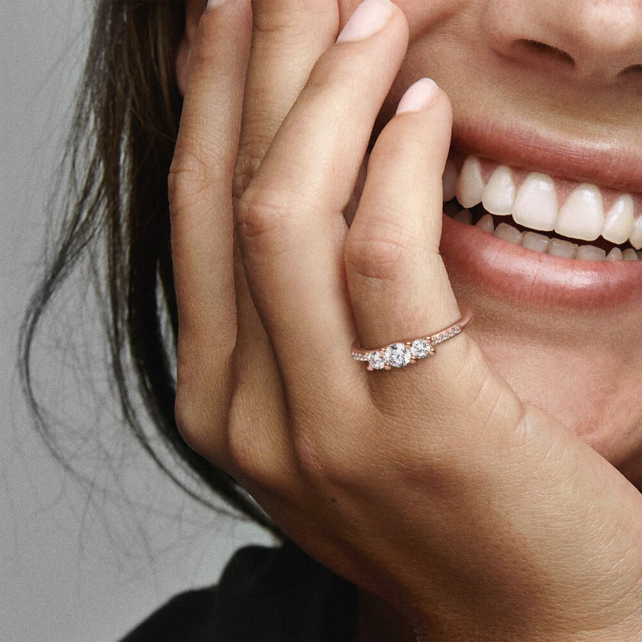 PANDORA Clear Three-Stone Ring 186242CZ