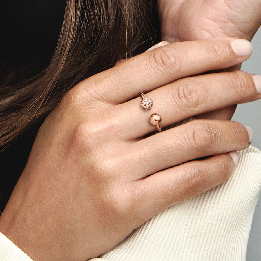 PANDORA Gepolijste & Pavé Kraal Open Ring 188316CZ