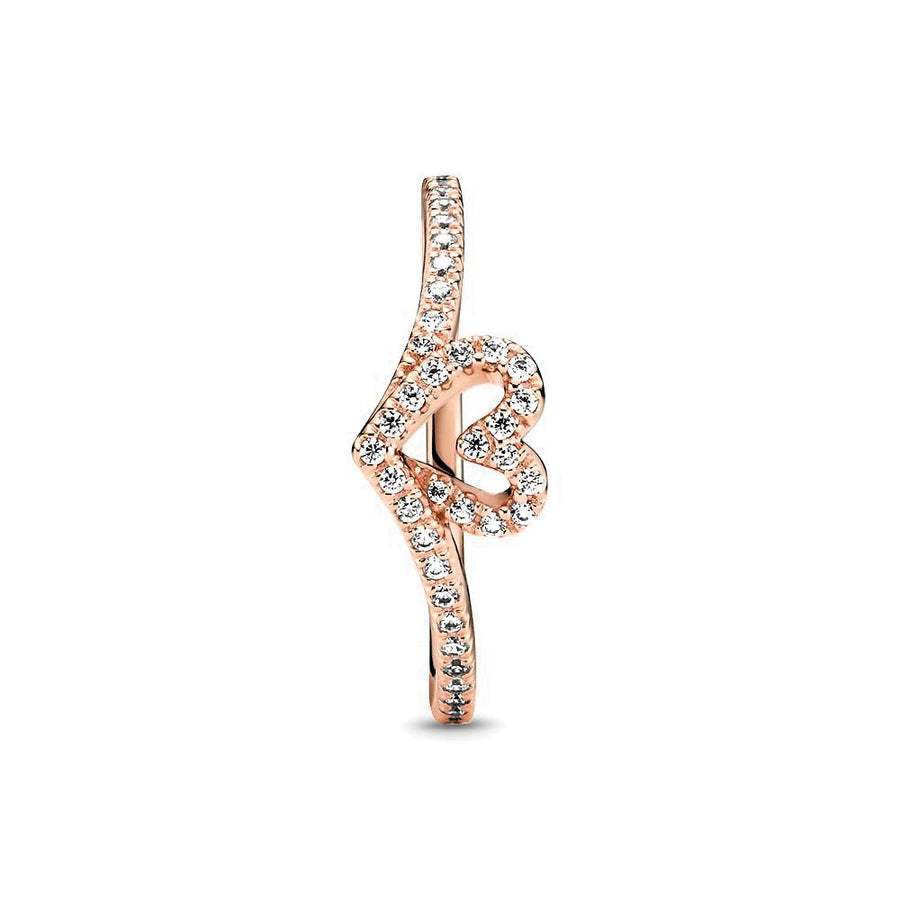 Pandora Heart and wishbone Pandora Rose ring met zirkonia 189302C01