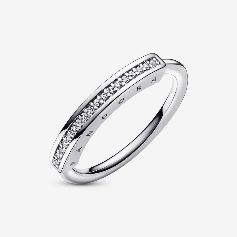 Pandora logo zilveren ring met zirkonia 192283C01, exclusief en kwalitatief hoogwaardig. Ontdek nu!