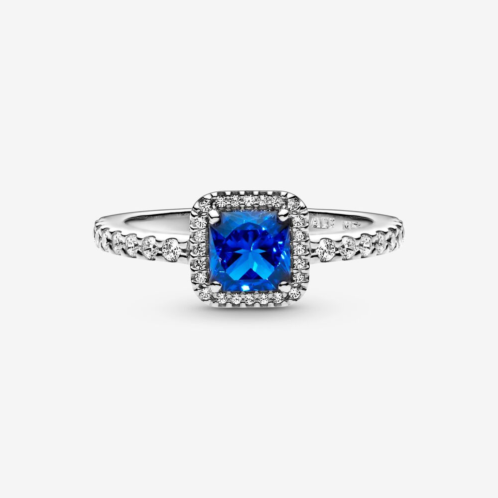 Pandora Blue Square Sparkle Halo Ring 198863C02, exclusief en kwalitatief hoogwaardig. Ontdek nu!