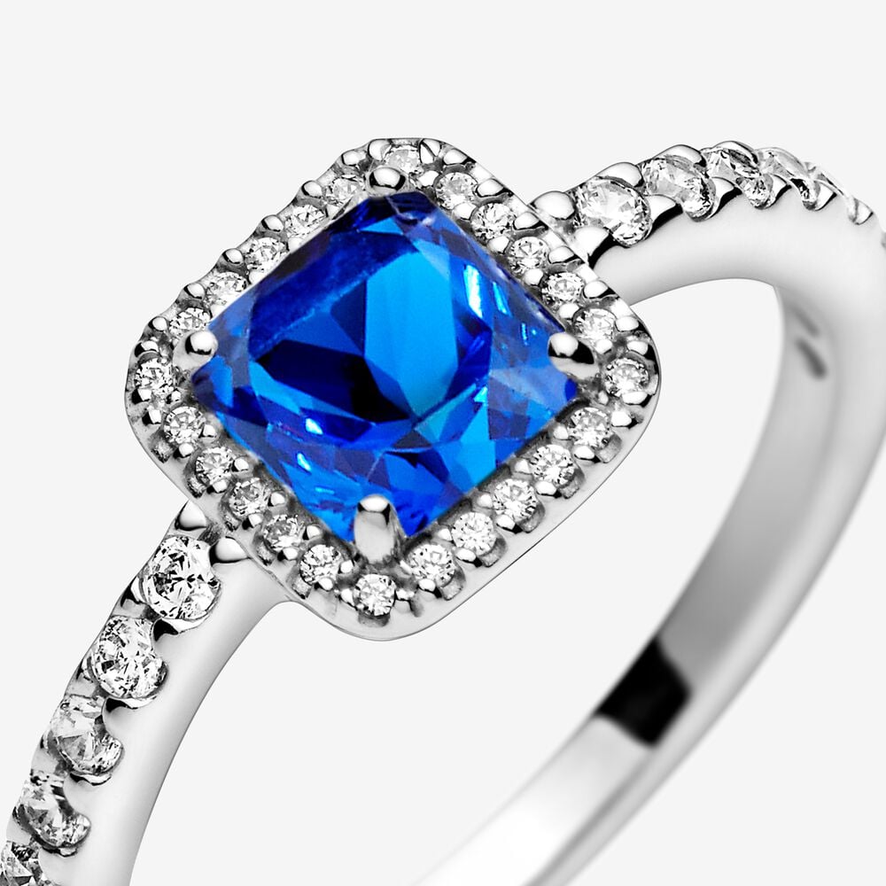 Pandora Blue Square Sparkle Halo Ring 198863C02, exclusief en kwalitatief hoogwaardig. Ontdek nu!