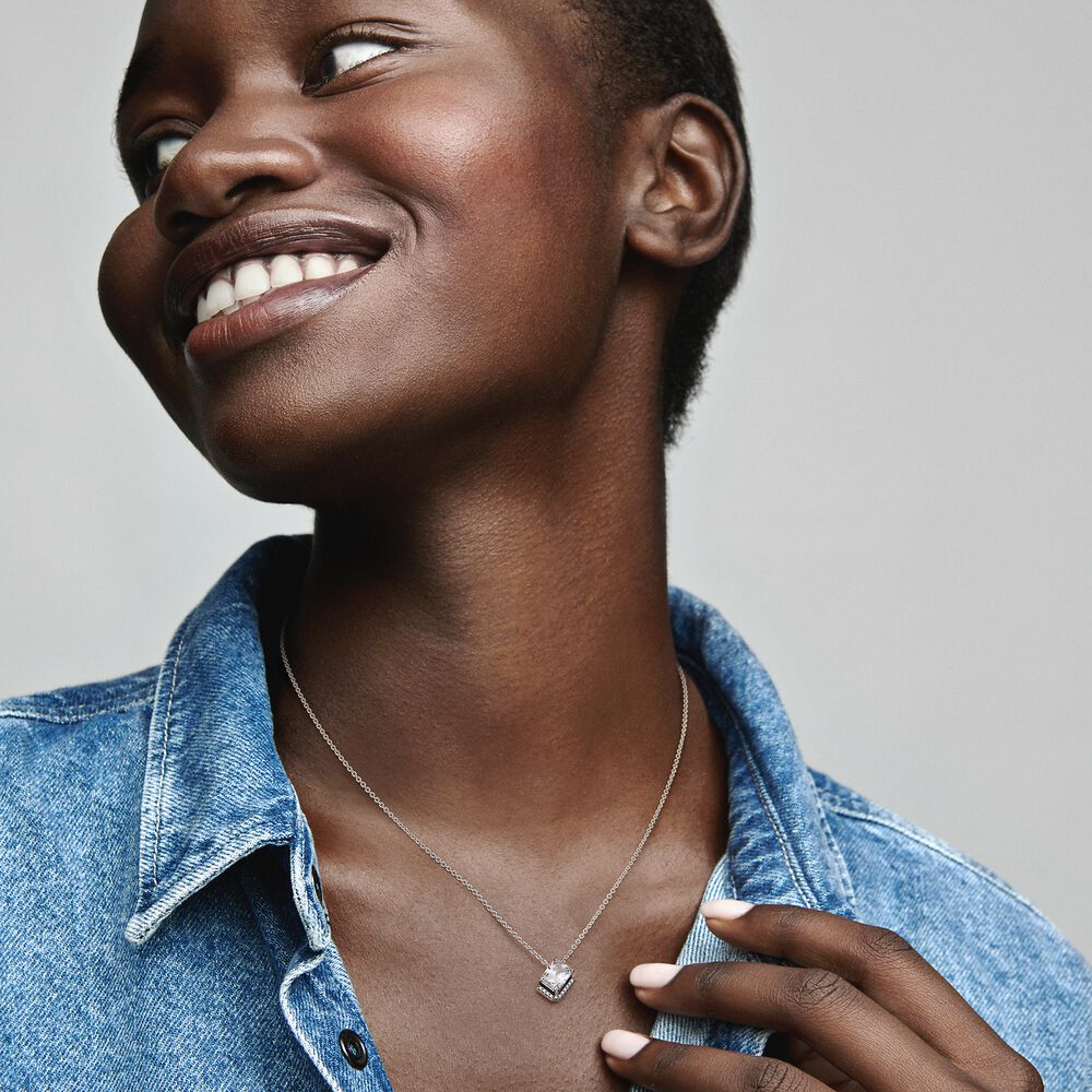 Pandora Rectangular Sparkling Halo ketting 392388C01, exclusief en kwalitatief hoogwaardig. Ontdek nu!