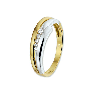 Bicolor wit- en geelgouden ring met zirkonia PSN4205779