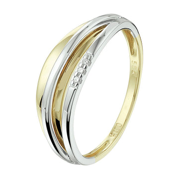 Gouden ring met diamant 0.015ct h si 14K bicolor 4208405