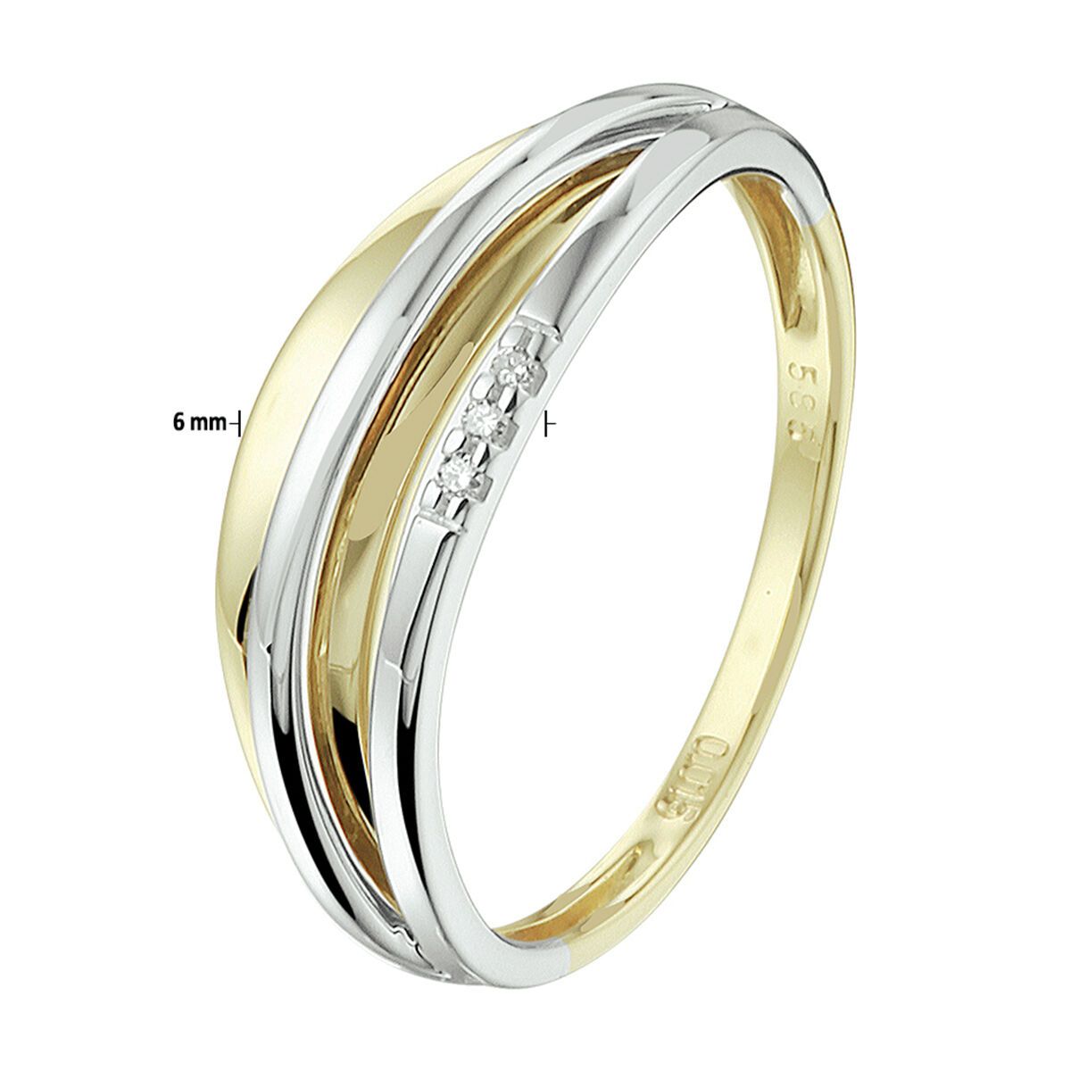 Bicolor Gouden ring met diamant 0.015ct h si 14 - 4208405, exclusief en kwalitatief hoogwaardig. Ontdek nu!
