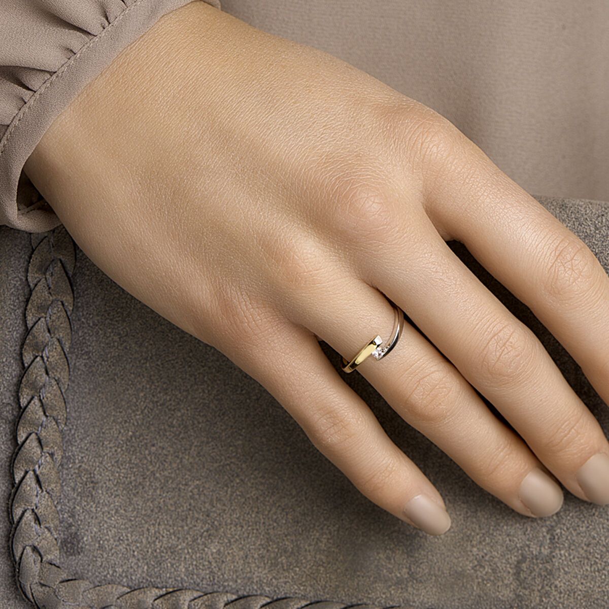 Bicolor 14K Gouden ring met zirkonia - 4208436, exclusief en kwalitatief hoogwaardig. Ontdek nu!