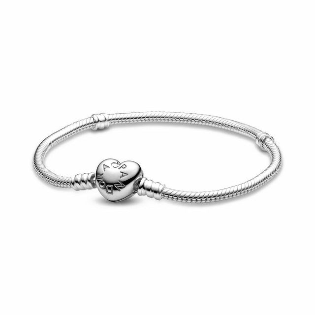Pandora Moments Snake Chain Armband met Hartsluiting zilver 594594C00
