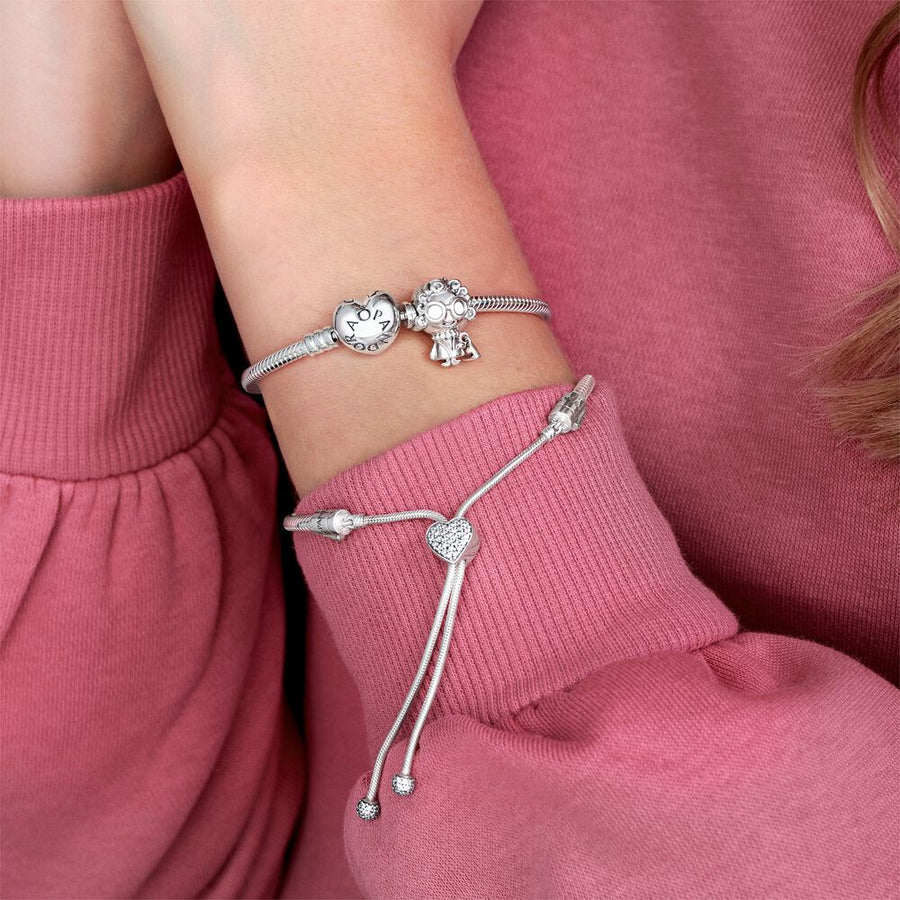 PANDORA Moments Snake Chain Armband met Hartsluiting 590719