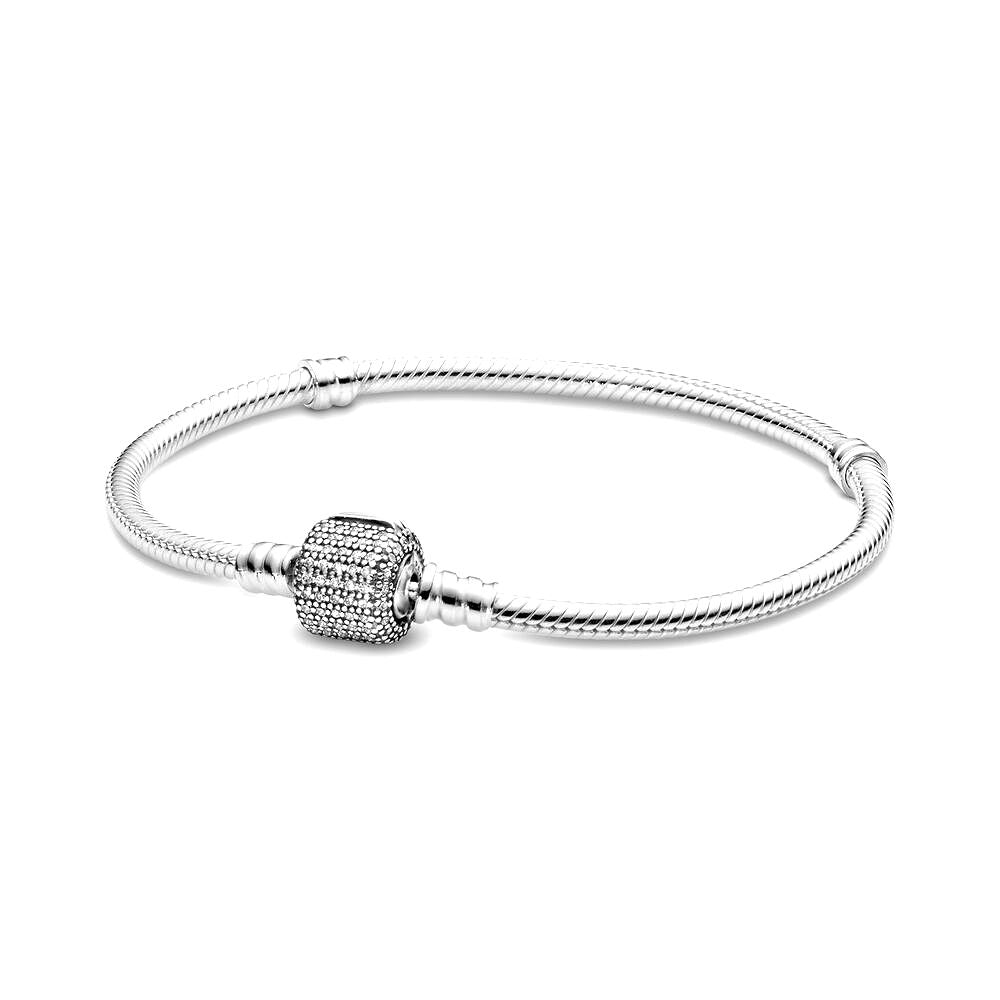 Pandora Moments Sprankelende Snake Chain Armband met Pavé Sluiting 590723CZ, exclusief en kwalitatief hoogwaardig. Ontdek nu!