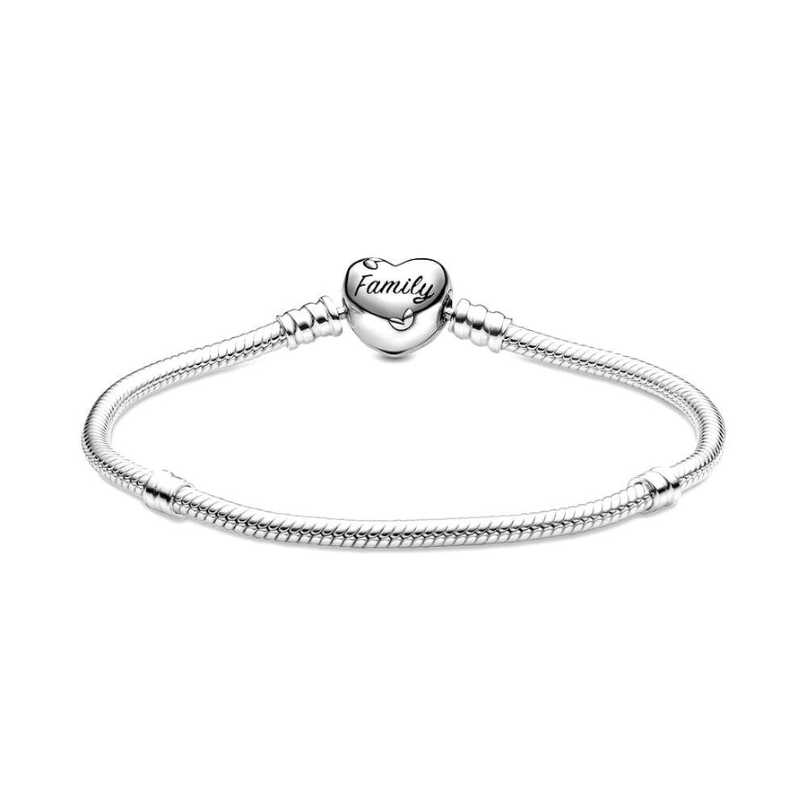 PANDORA Moments Stamboom Snake Chain Armband met Hartsluiting 598827C01