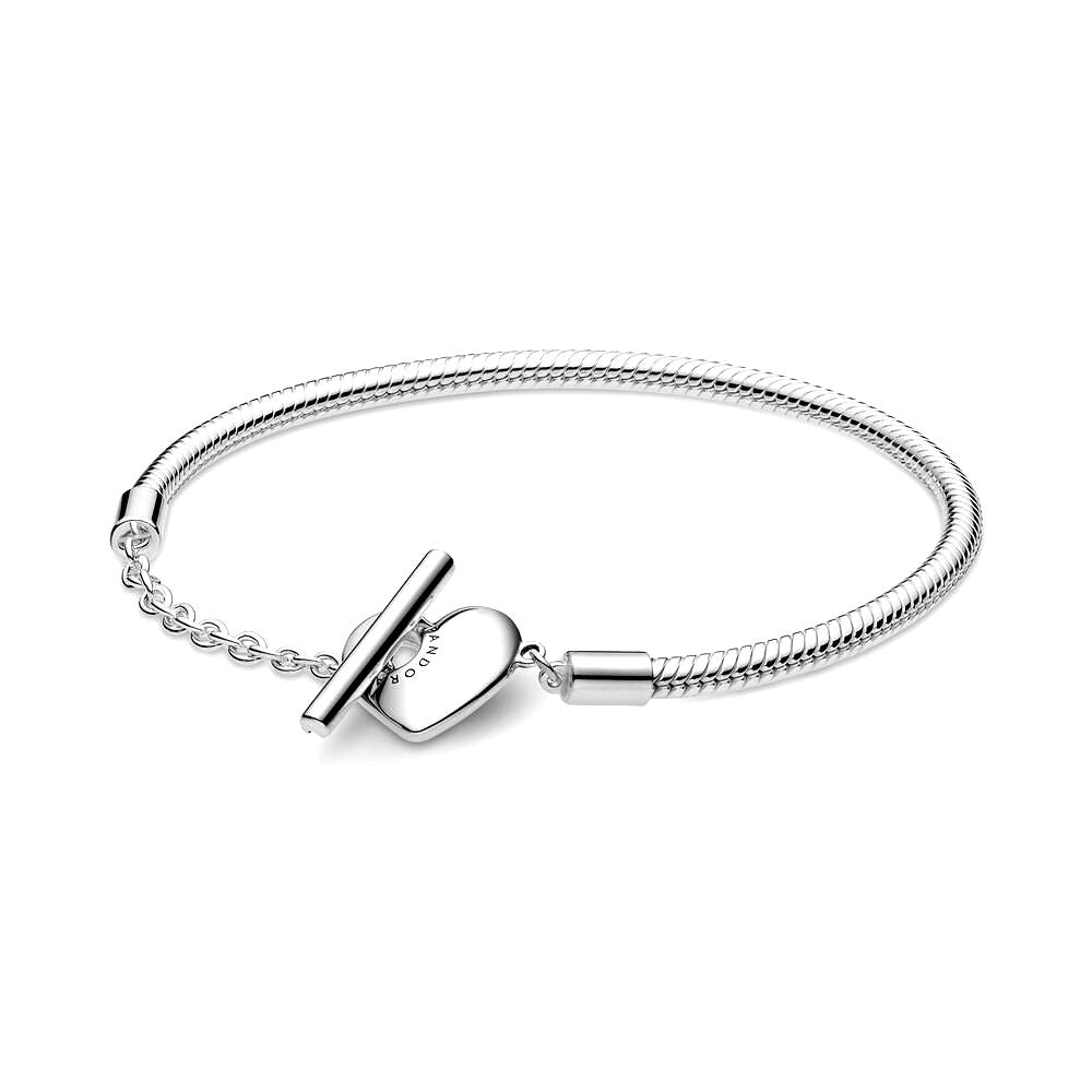 Pandora Moments Heart T-Bar Snake Chain Bracelet 599285C00, exclusief en kwalitatief hoogwaardig. Ontdek nu!