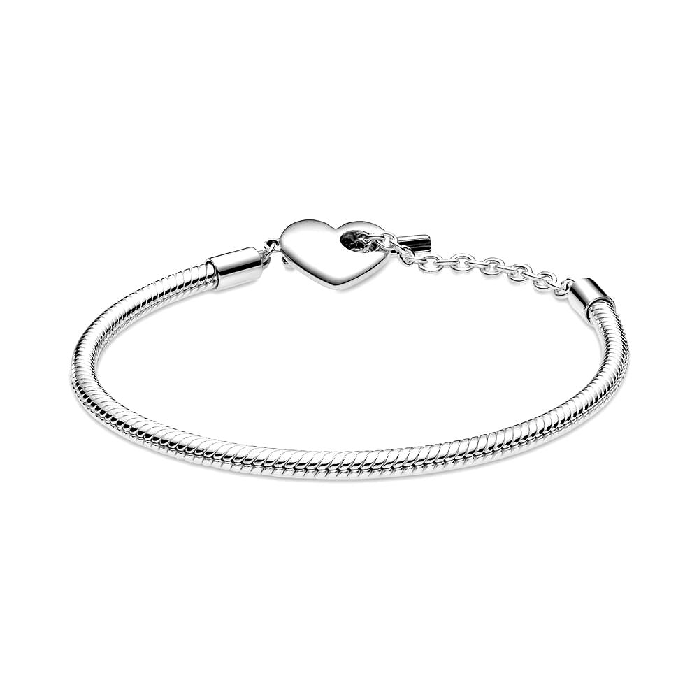 Pandora Moments Heart T-Bar Snake Chain Bracelet 599285C00, exclusief en kwalitatief hoogwaardig. Ontdek nu!