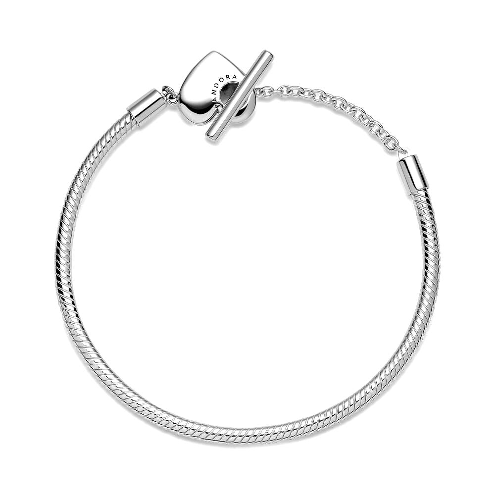 Pandora Moments Heart T-Bar Snake Chain Bracelet 599285C00, exclusief en kwalitatief hoogwaardig. Ontdek nu!