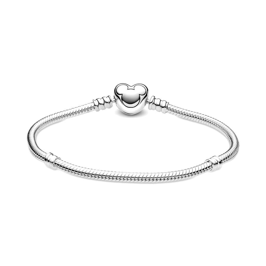 Disney snake chain sterling silver bracelet with Mickey clasp with clear cubic zirconia 599299C01
