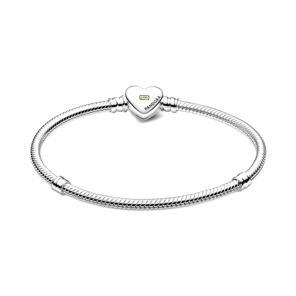 Pandora Domed Golden Heart Clasp Snake Chain Bracelet 599380C00, exclusief en kwalitatief hoogwaardig. Ontdek nu!