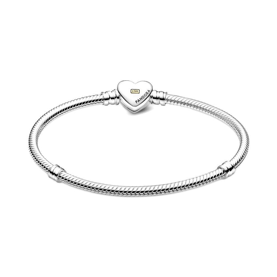 PANDORA Domed Golden Heart Clasp Snake Chain Bracelet 599380C00