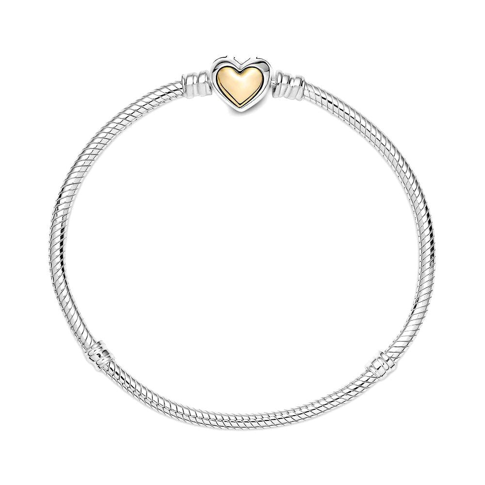 Pandora Domed Golden Heart Clasp Snake Chain Bracelet 599380C00, exclusief en kwalitatief hoogwaardig. Ontdek nu!