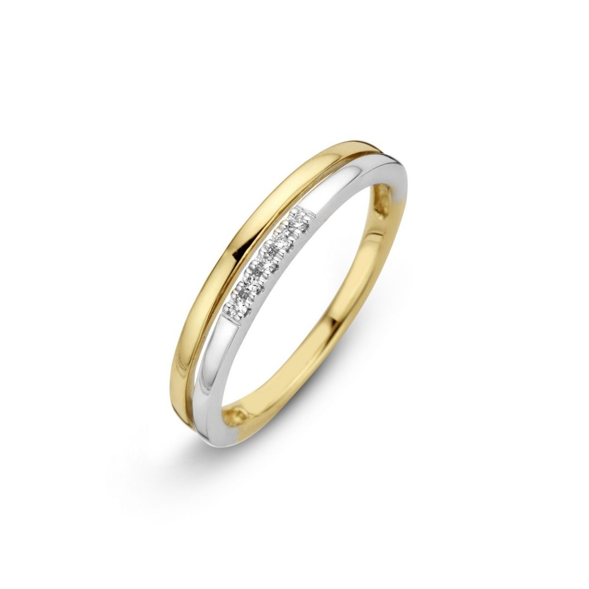 Bicolor gouden Briljant ring 0.05 crt H-Si, exclusief en kwalitatief hoogwaardig. Ontdek nu!
