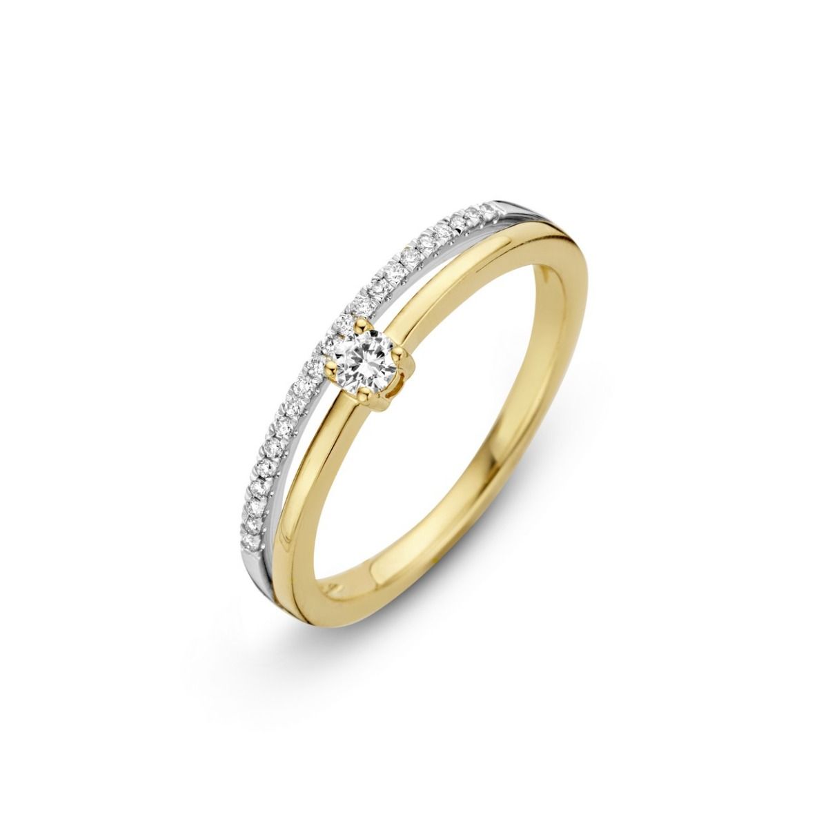 Bicolor gouden Briljant ring 0.17 crt H-Si, exclusief en kwalitatief hoogwaardig. Ontdek nu!