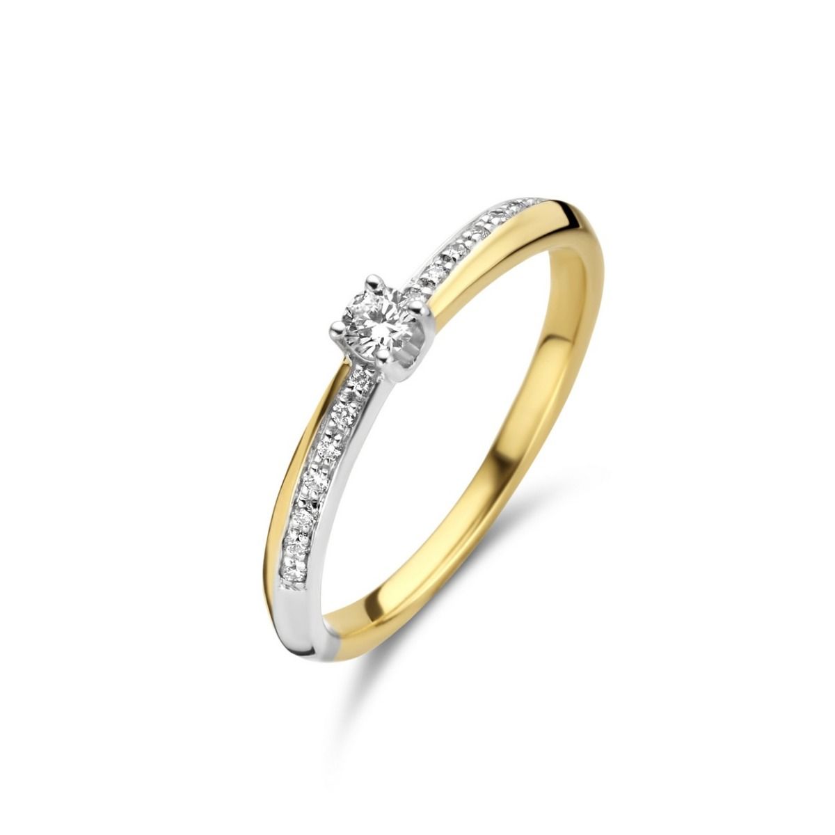 Geelgouden Briljant ring 0.14 crt H-Si, exclusief en kwalitatief hoogwaardig. Ontdek nu!