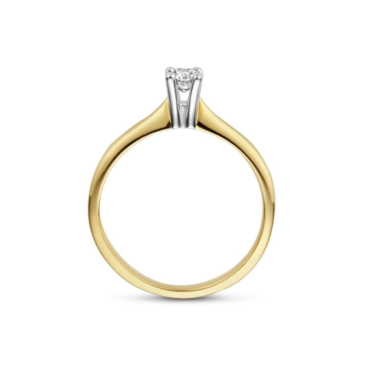 Geelgouden Stretto ring 1 x 0.22 crt G-Vsi, exclusief en kwalitatief hoogwaardig. Ontdek nu!