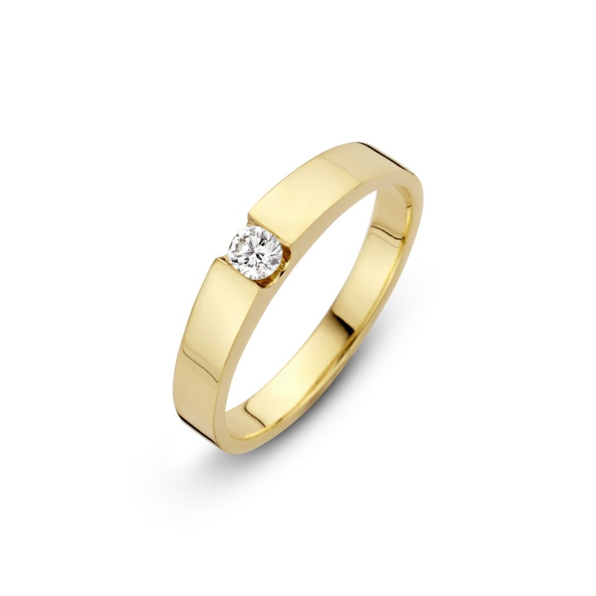 Geelgouden Stretto ring 1 x 0.08 crt G-Vsi, exclusief en kwalitatief hoogwaardig. Ontdek nu!