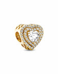 Pandora bedel 14k Goud Sparkling Levelled Hearts Charm 759517C01, exclusief en kwalitatief hoogwaardig. Ontdek nu!