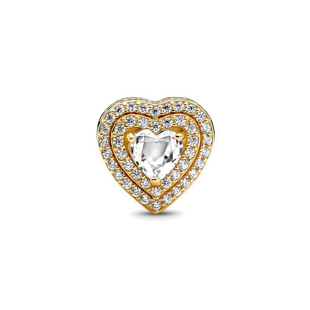 Pandora bedel 14k Goud Sparkling Levelled Hearts Charm 759517C01, exclusief en kwalitatief hoogwaardig. Ontdek nu!