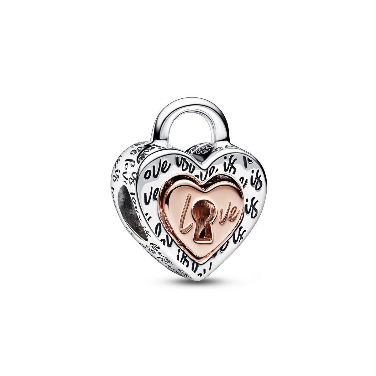 Pandora Two-tone Padlock Splittable Heart Charm 782505C00, exclusief en kwalitatief hoogwaardig. Ontdek nu!