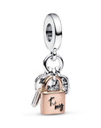 Pandora Two-tone Key, Padlock & Heart Triple Dangle Charm 782506C01, exclusief en kwalitatief hoogwaardig. Ontdek nu!