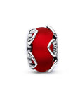 Pandora Frosted Red Murano Glass & Hearts Charm 792497C01, exclusief en kwalitatief hoogwaardig. Ontdek nu!