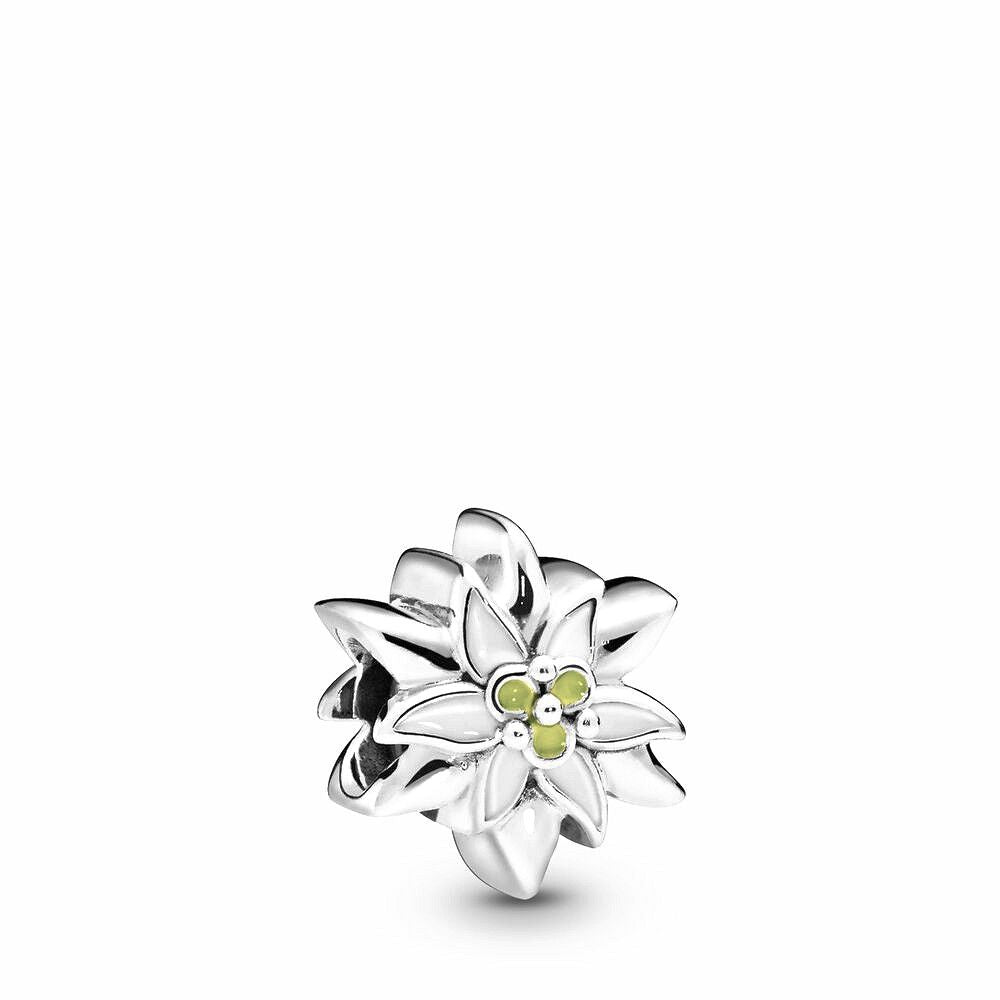 Pandora Edelweiss Bedel - Sterling Zilver met Wit en Geel Emaille - Bergbloem Symbool, exclusief en kwalitatief hoogwaardig. Ontdek nu!