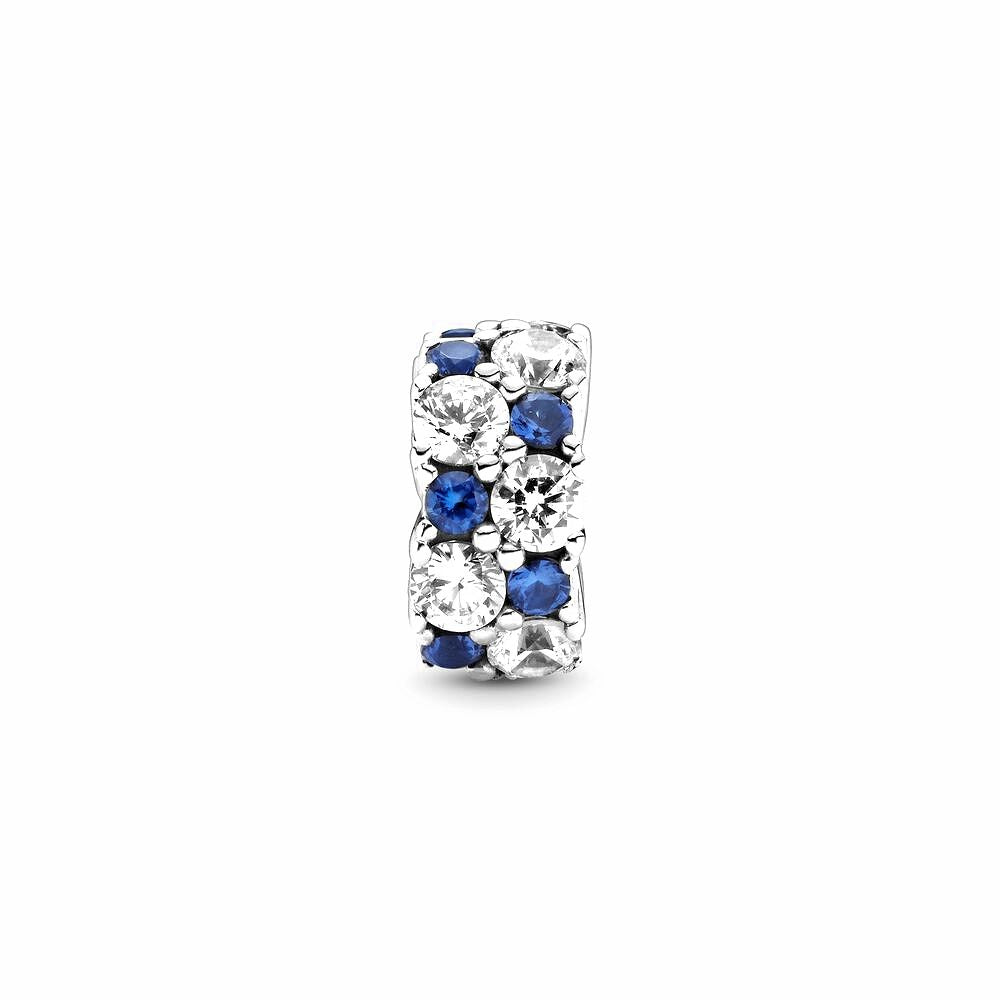 Pandora Fixed clip bedel Clear &amp; Blue Sparkle 799171C01, exclusief en kwalitatief hoogwaardig. Ontdek nu!