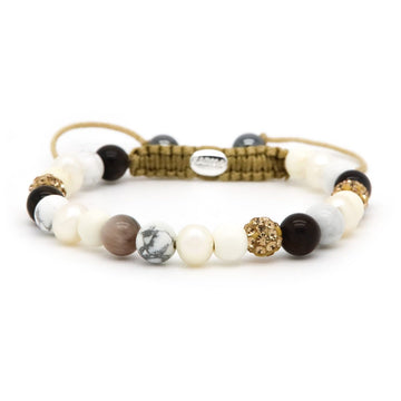 Karma armband 80018 Spiral White Lilly XS (gold crystal)