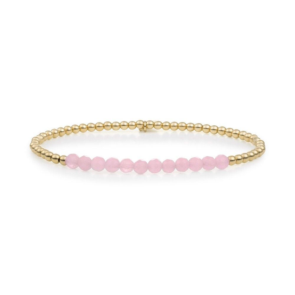 Sparkling Jewels armband - Rose Quartz Universe - Gold 3mm, exclusief en kwalitatief hoogwaardig. Ontdek nu!