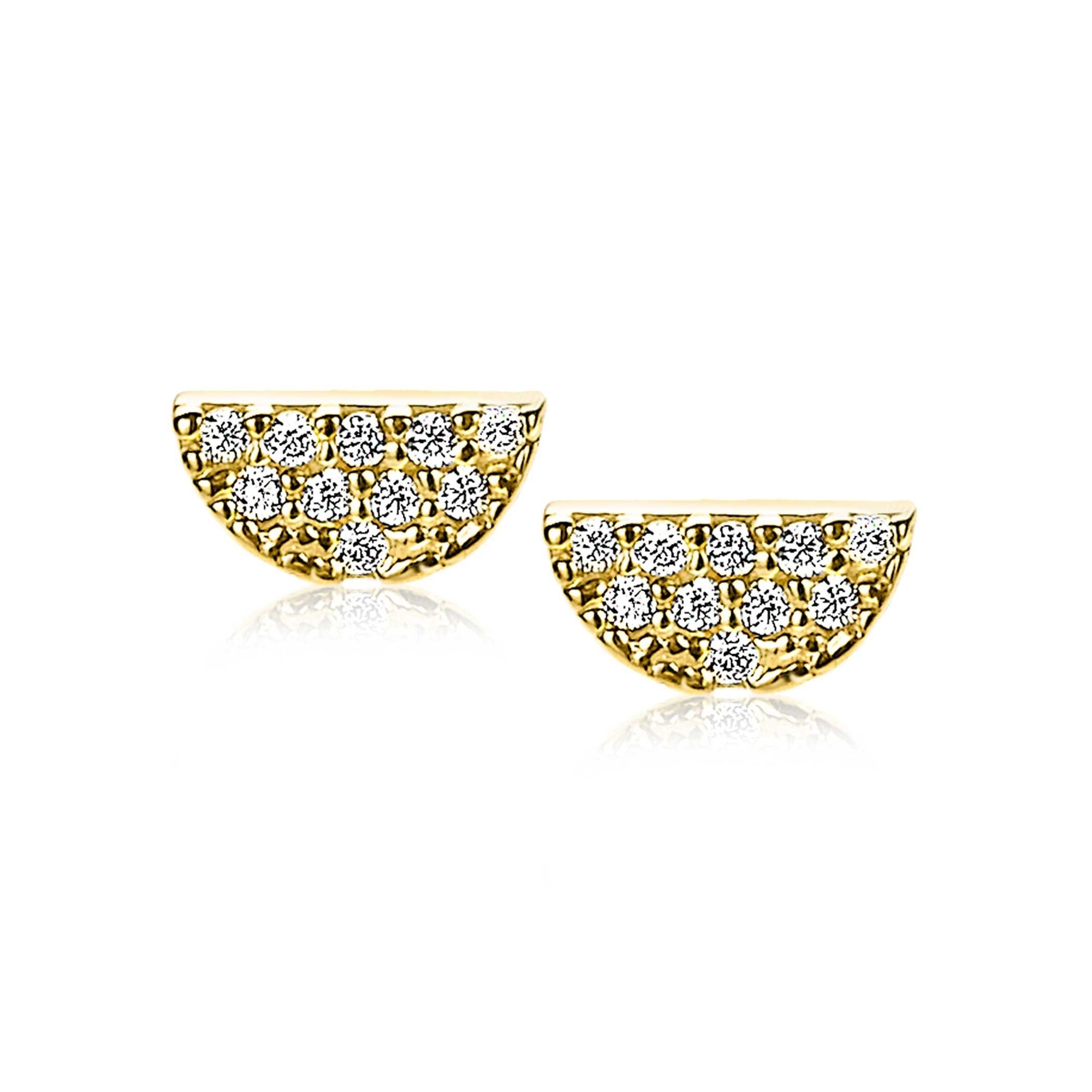 Zinzi Gold 14 karaat gouden oorknoppen halve maan wit zirconia ZGO220, exclusief en kwalitatief hoogwaardig. Ontdek nu!