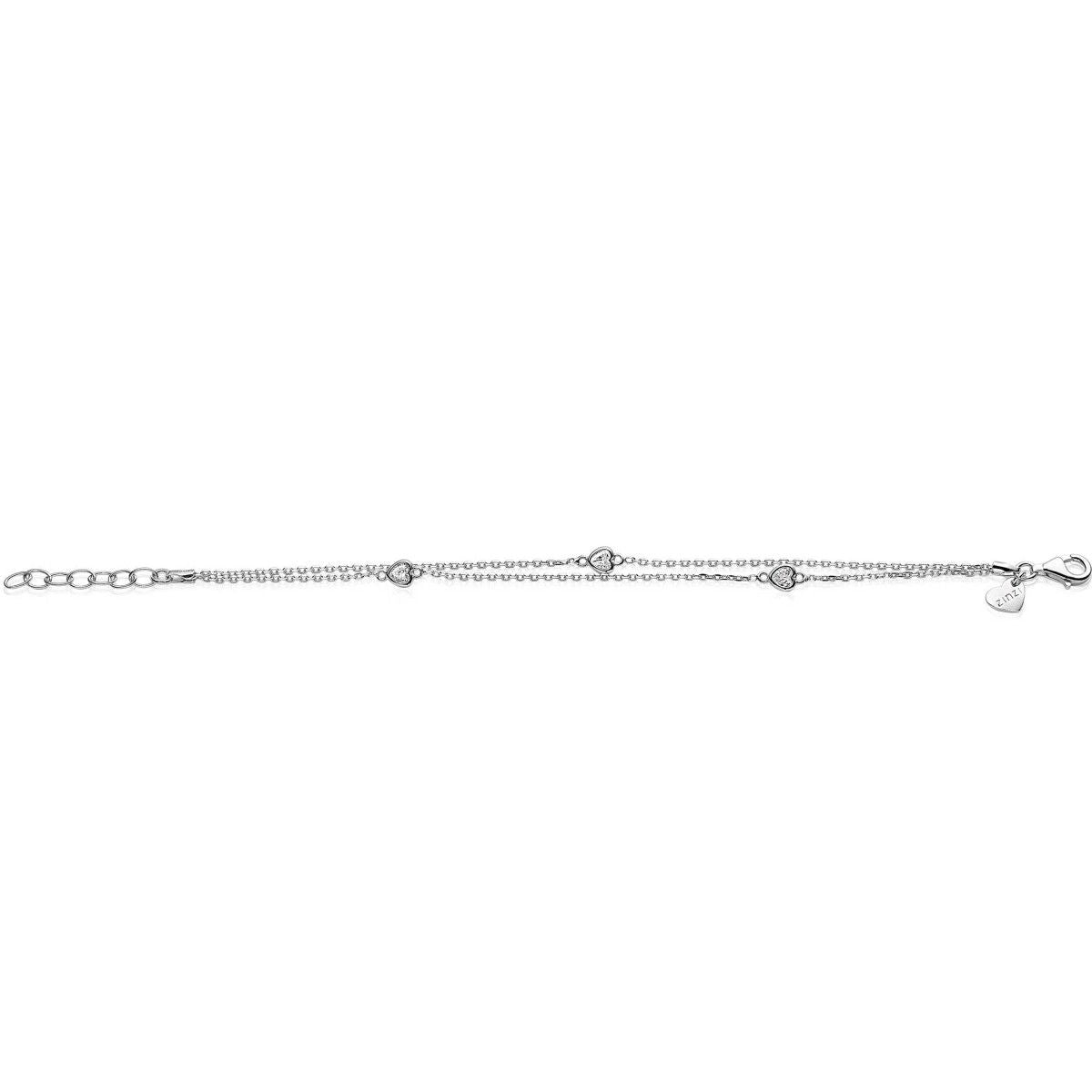 Zinzi zilveren armband dubbel hartje wit ZIA1721, exclusief en kwalitatief hoogwaardig. Ontdek nu!