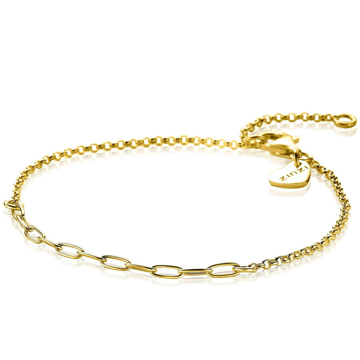 Zinzi zilveren armband in 14K geel verguld met 'paperclip' schakel 2,3mm breed ZIA1989G, exclusief en kwalitatief hoogwaardig. Ontdek nu!