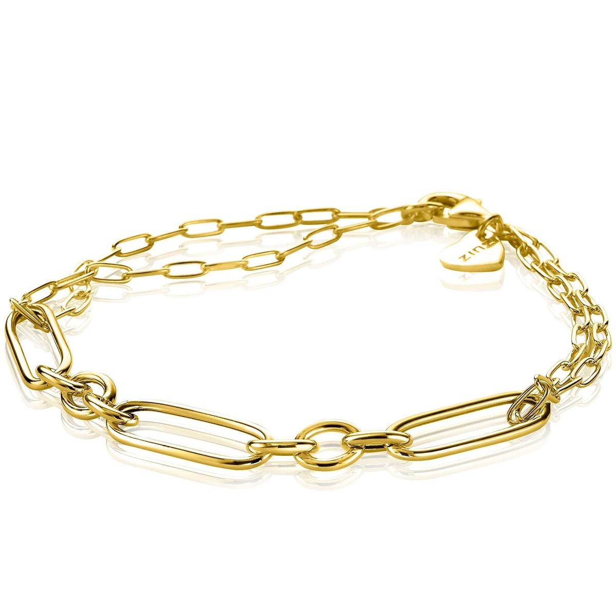 Zinzi zilveren armband in 14K geel verguld waarbij diverse trendy schakels zijn gecombineerd ZIA1991G, exclusief en kwalitatief hoogwaardig. Ontdek nu!