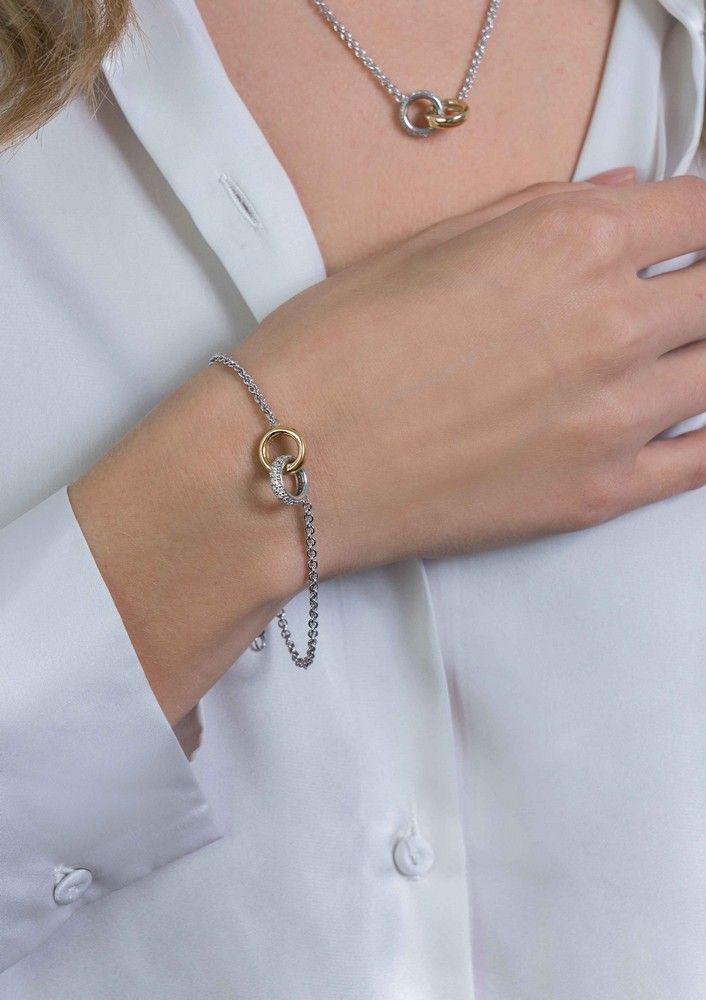 Zinzi zilveren armband bicolor schakel met twee ringen verbonden 18-21cm ZIA2102, exclusief en kwalitatief hoogwaardig. Ontdek nu!