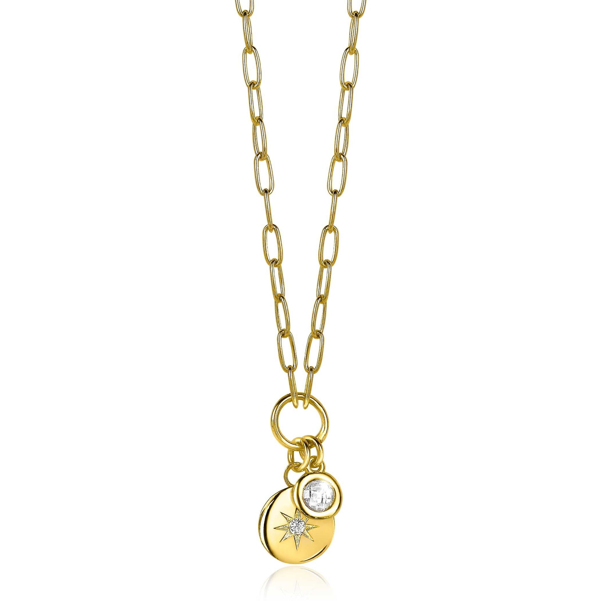 Zinzi zilveren ketting 14K geel verguld 45cm rond ster ZIC1994G, exclusief en kwalitatief hoogwaardig. Ontdek nu!